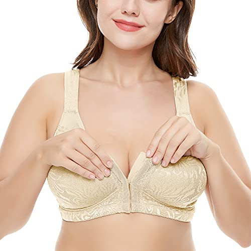 Wingslove Women39s Front Closure Minimizer Bra Full Coverage Comfort Bra Wirefree No Padded Bra