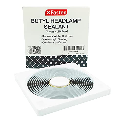 XFasten Butyl Headlamp Sealant 7 millimeters x 20 Feet 7 millimeters Thick OEM Grade Automotive Rubber Butyl Rope Tape for Headlamp Headlight Windshield Window and Pool Light Sealant Tape