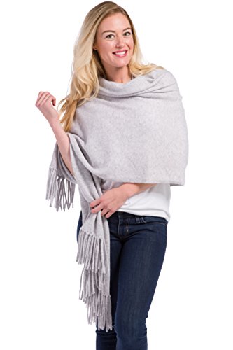 Womens Extra Large Fishers Finery Cashmere Knit Wrap Shawl with Fringe