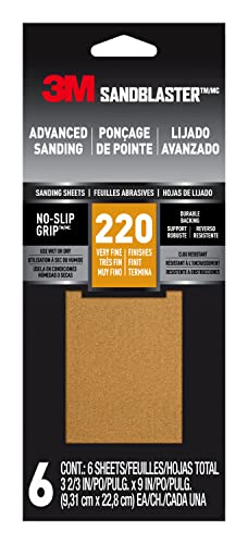 3M 11120G6 Sandblaster Slip Grip Backing Gold 323 in x 9 in 120 Grit 6 Sheets 10Packs Total Sandpaper 10 Pack