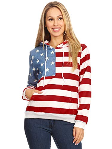 American Flag Hooded Sweatshirt for Women by AnnaKaci