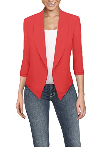 Hybrid Women39s Casual Work Office Blazer Jacket Open Front Cardigan Shawl Lapel with Removable Shoulder Pads Made in USA