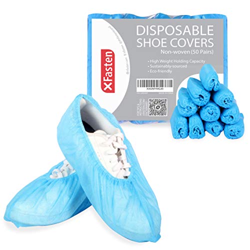 XFasten NonWoven Disposable Shoe Covers 100 Pack 50 Pairs EcoFriendly Nonslip Boots Cover  Shoe Protector Covering  One Size Fits Most Booties for Guests Laboratory PPE and Painters Shoe Cover