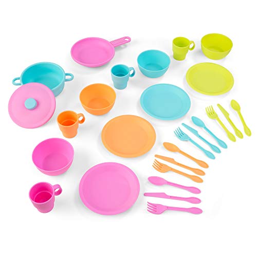 Gift for Kids 18 Months and Up KidKraft 27Piece Colourful Cookware Set with Plastic Dishes and Utensils for Pretend Kitchens