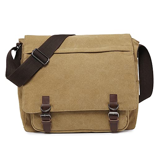 Large Vintage Canvas Messenger Shoulder Bag Crossbody Bookbag Business Bag for 15inch Laptop