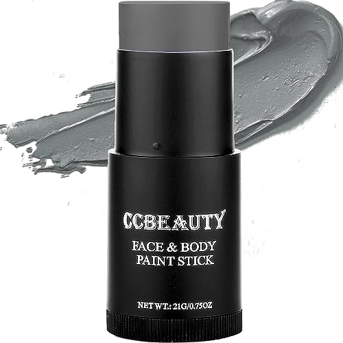 CCBeauty Dark Grey Face Body Paint Stick Grease Gray Face Paints Cream Grayscale Foundation Makeup Waterproof NonToxic Hypoallergenic for Halloween SFX Special Effects Cosplay Costume Parties