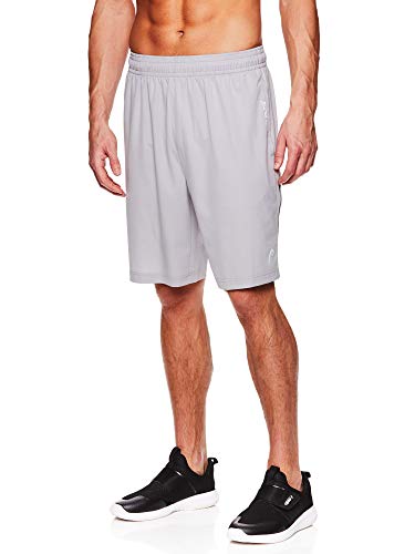 Elastic waistband and drawstring closure define the comfort of the HEAD Mens Break Point Mesh Insert Workout Gym and Running Shorts