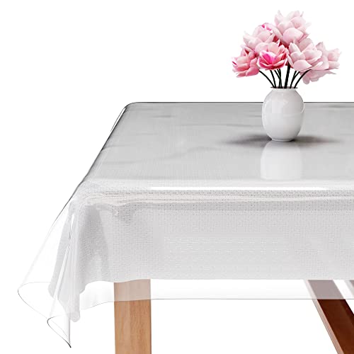 XFasten Clear Plastic Table Cover Protector  OilProof Square Plastic Cover for Table  54X54 Square Tablecloth  Dining Table Cover Waterproof  AntiScratch Plastic Table Cloth Protective Cover