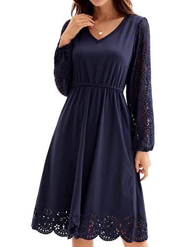 GRACE KARIN Women39s V Neck Lace Short Sleeve Cocktail Dress Cut Out Swing Skater A Line Party Midi Dress