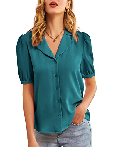 GRACE KARIN Women39s Button Down Shirts Casual Short Sleeve Business Work Blouse Tops V Neck