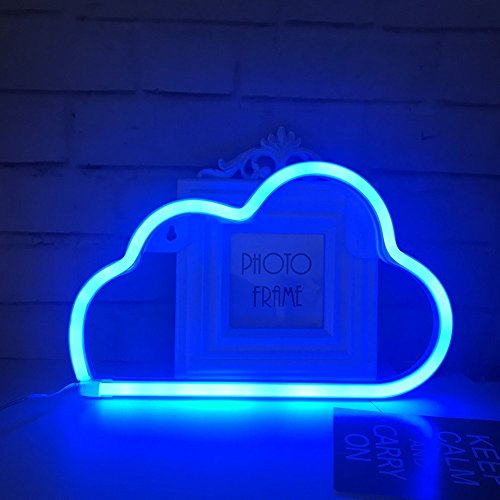 Cute Blue Neon LightLED Cloud Sign Shaped Decor LightMarquee signsWall Decor for ChristmasBirthday partyKids Room Living Room Wedding Party DecorBlue