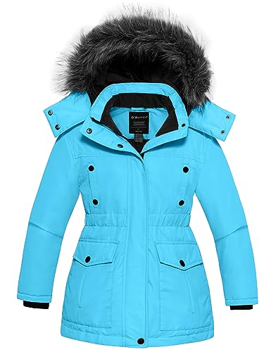 Wantdo Girl39s Thicken Winter Coat Warm Puffer Jacket Water Resistant Winter Jacket with Faux Fur Hood