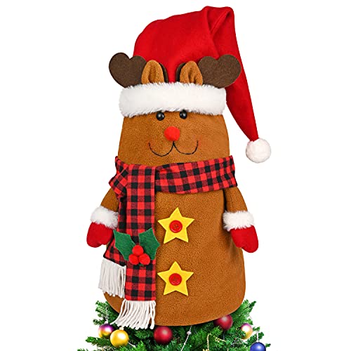 DFantiX Reindeer Tree Topper 334 Inch Large Christmas Tree Topper Reindeer Hugger Xmas Christmas Tree Decorations Christmas Holiday Home Décor