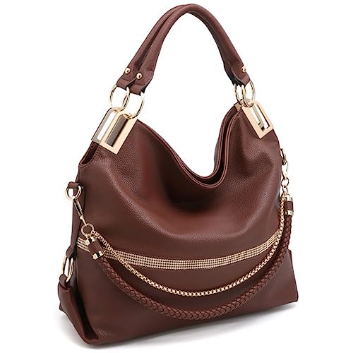 Dasein Hobo Purses Handbags for Women Purse Ladies Handbag Slouchy Hobo Bags Vegan Leather Satchel Rhinestone Shoulder Bag