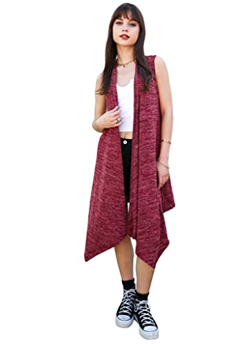 AnnaKaci Brushed Lightweight Open Front Draped Sleeveless Cardigan Long Vest