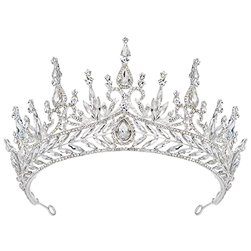 SWEETV Tiaras and Crowns for Women Wedding Tiara for Bride Rhinestone Queen Crown Costume Hair Accessories for Birthday Prom Quinceanera CelebrationSilver