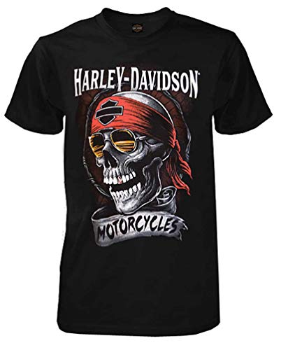 HarleyDavidson Men39s Distressed Shady Skull Short Sleeve TShirt Solid Black