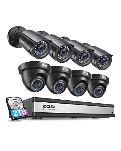 ZOSI 8CH 1080P Security Camera System OutdoorH265 8Channel HDTVI 5MP Lite Video DVR recorder with 4x HD 1920TVL 1080P Weatherproof CCTV Cameras NO Hard Drive Motion Alert Remote Access