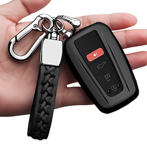 Compatible with Toyota Key Fob Cover with Keychain Soft TPU 360 Degree Protection Key Case for 20182022 Camry RAV4 Highlander CHR Prius Corolla Avalon GT86 Smart KeyBlack