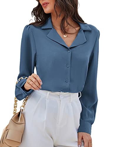 GRACE KARIN Women39s Button Down Shirts Casual Short Sleeve Business Work Blouse Tops V Neck