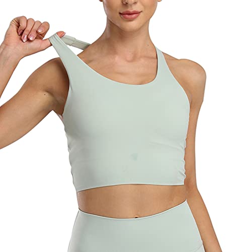 ECUPPER Womens Racerback Sports Bra Fixed Padded Yoga Crop Tops Medium Support Athletic Tank Tops for Workout Fitness