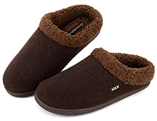 Greatonu Men39s Cozy Memory Foam Slippers Fuzzy WoolLike Plush Fleece Lined House Shoes Indoor Outdoor AntiSkid Rubber Sole