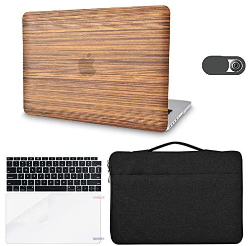 KECC Compatible with MacBook Air 13 inch Case A1369A1466 Italian Leather Hard Shell  Keyboard Cover  Sleeve Bag Screen Protector  Webcam Cover Black Leather