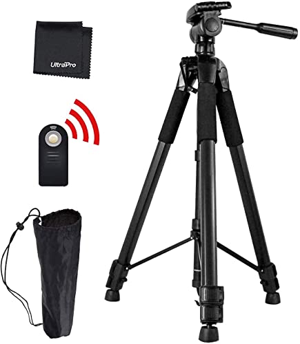 UltraPro 72 Inch Black Aluminum Camera Tripod  Wireless Remote Bundle for Canon Digital Cameras Includes UltraPro Microfiber Cleaning Cloth