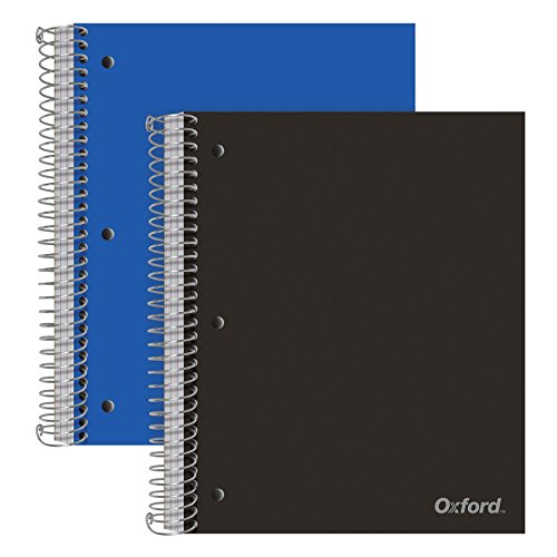 Oxford Spiral Notebooks 3Subject College Ruled Paper Durable Plastic Cover 150 Sheets 3 Divider Pockets 2 Pack 10386 multicolored