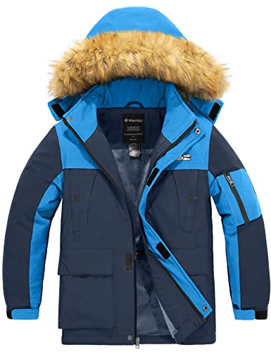 Wantdo Boy39s Waterproof Ski Jacket Warm Winter Snow Coat Thick Parka Breathable Rain Jackets with Removable Faux Fur Hood