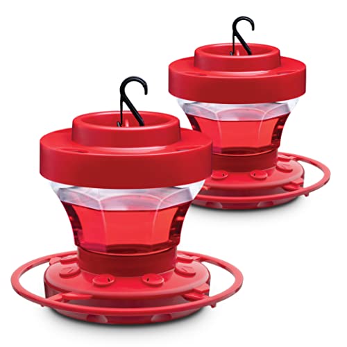 SEWANTA Hummingbird Feeder 16 oz  Plastic Hummingbird Feeders for Outdoors with Builtin Ant Guard  Circular Perch with 8 Feeding PortsWide Mouth for Easy Filling2 Part Base for Easy Cleaning