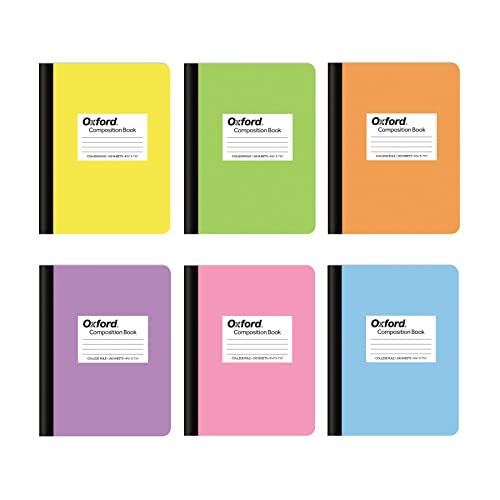 Oxford Composition Notebooks 6 Pack College Ruled Paper 934 x 712 Inches 100 Sheets Assorted Pastel Covers 63760