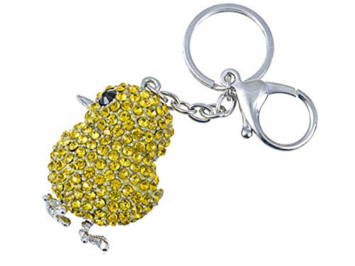 Key Ring with Crystal Rhinestone Chicken Peep Bird from Alilang a Yellow Canary