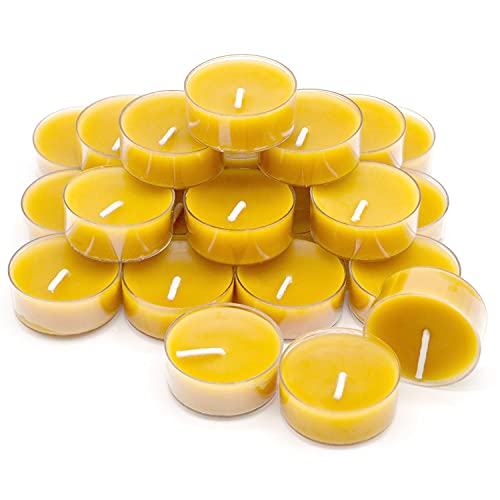 100 Pure Raw Beeswax Tea Lights Candles Organic Hand Made Set of 6