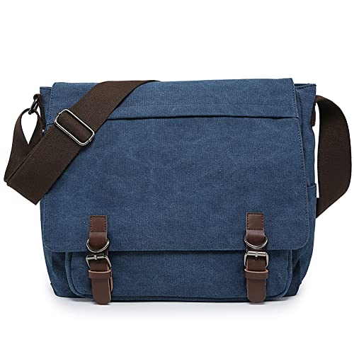 Large Vintage Canvas Messenger Shoulder Bag Crossbody Bookbag Business Bag for 15inch Laptop