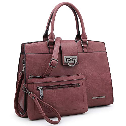 Dasein Handbags for Women Purses Monogram Satchel Purse Large Tote Ladies Handbag Shoulder Bags Top Handle Work Bag 2pcs Set