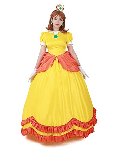 Miccostumes Women39s Deluxe Daisy Cosplay Costume Yellow Dress