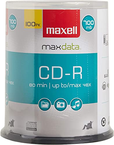 Maxell 648721 Single WriteOnce CDR 80 Minute Capacity 700Mb for Promotional Music Or Graphic Use Printable White Matte Slim Jewel