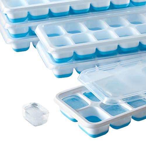 PrimeMed Silicone Ice Cube Molds  EasytoRemove Flexible Trays with Removable Lid Blue 1 Tray