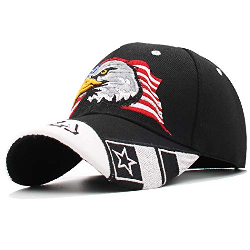 AnnaKaci USA American Flag Patriotic Eagle Hawk Embossed 3D Adjustable Velcro Baseball Caps Hats