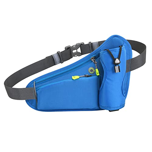 Ecupper Waist Bag with Bottle Holder for Men Hiking Belt Bag Fanny Pack Women Hip Bum Bag with Adjustable Elastic Band for Outdoors Running Dog Walking Traveling