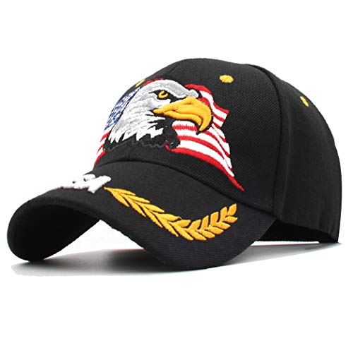 AnnaKaci USA American Flag Patriotic Eagle Hawk Embossed 3D Adjustable Velcro Baseball Caps Hats