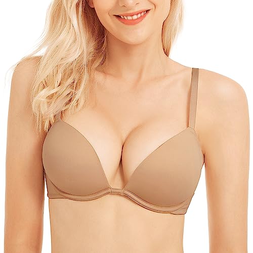 Wingslove Women39s Push Up Bra Deep V Plunge Underwire TShirt Bra Multiway 2 Cups Up