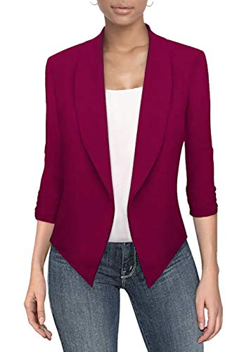 Hybrid Women39s Casual Work Office Blazer Jacket Open Front Cardigan Shawl Lapel with Removable Shoulder Pads Made in USA