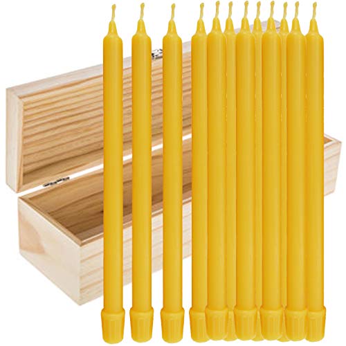 B Candle Organic Handmade 100 Beeswax Candles  Set of 12  11 Tall 58 Diameter Boxed