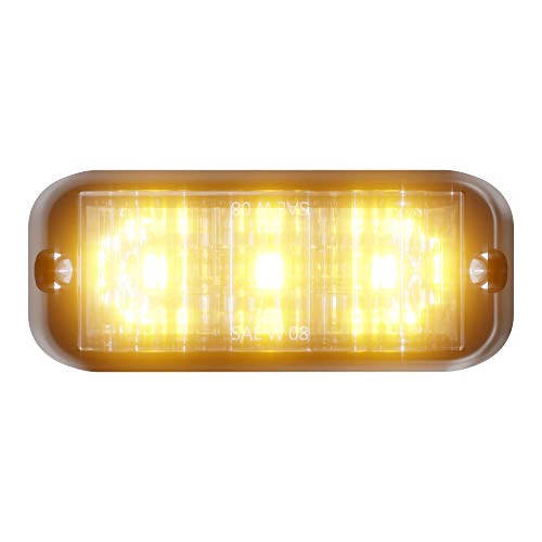 Abrams SAE Class1 Edge 3 Series Amber 9W  3 LED Tow Truck Snow Plow Construction Vehicle LED Grille Light Head Surface Mount Strobe Warning Light