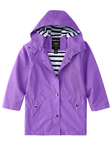 Wantdo Boys and Girls Lightweight Long Rain Jacket Waterproof Hooded Raincoat