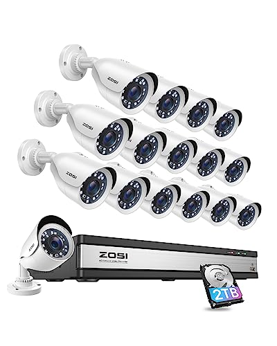 ZOSI 4K 16CH PoE Security Camera System 12 x 8MP PoE IP Camera Outdoor Indoor with Starlight Color Night Vision Human Detection Light Alarm 4K 16CH H265 NVR with 4TB HDD for 247 Audio Recording