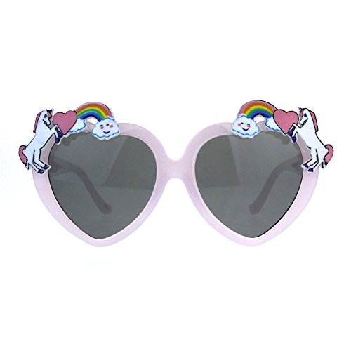 Children Size Girls Rainbow Unicorn Heart Shape Sunglasses