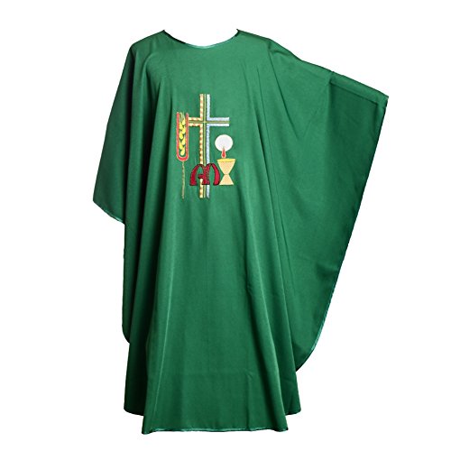 BLESSUME Green Chasuble Embroidered Vestments for Mass Celebrants